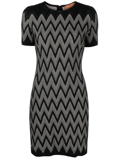 Zigzag-Pattern Mini Dress