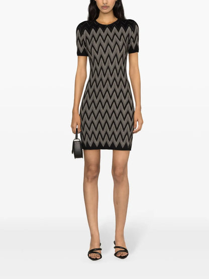 Zigzag-Pattern Mini Dress