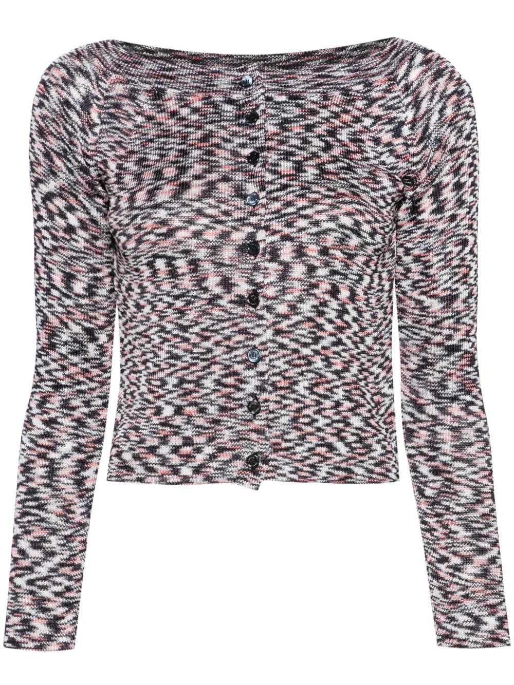 Wide-Neck Marl-Knit Cardigan