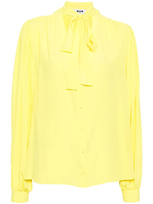 Tie-Fastening Long-Sleeve Shirt
