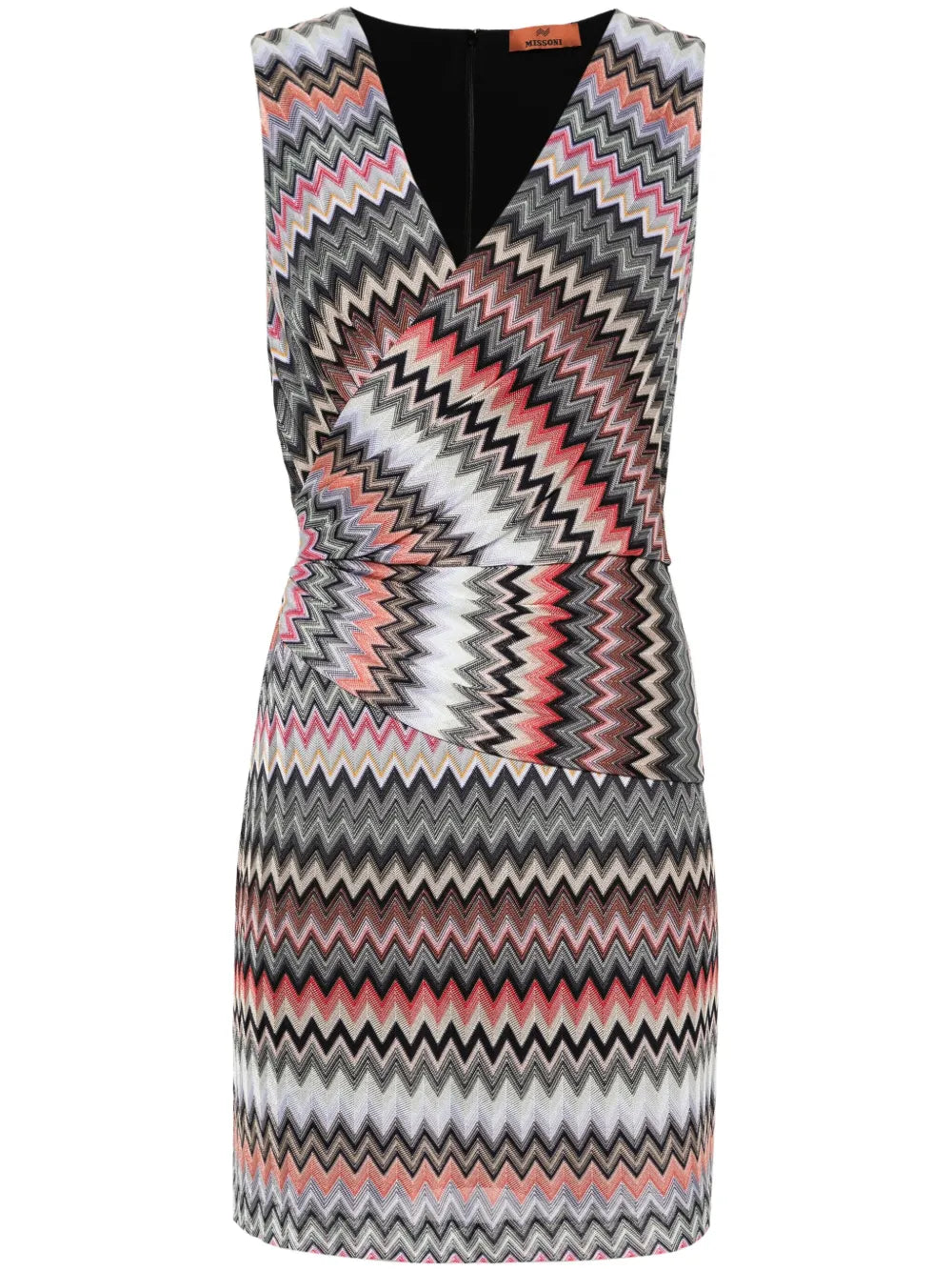 Zigzag-Woven Draped-Detail Dress
