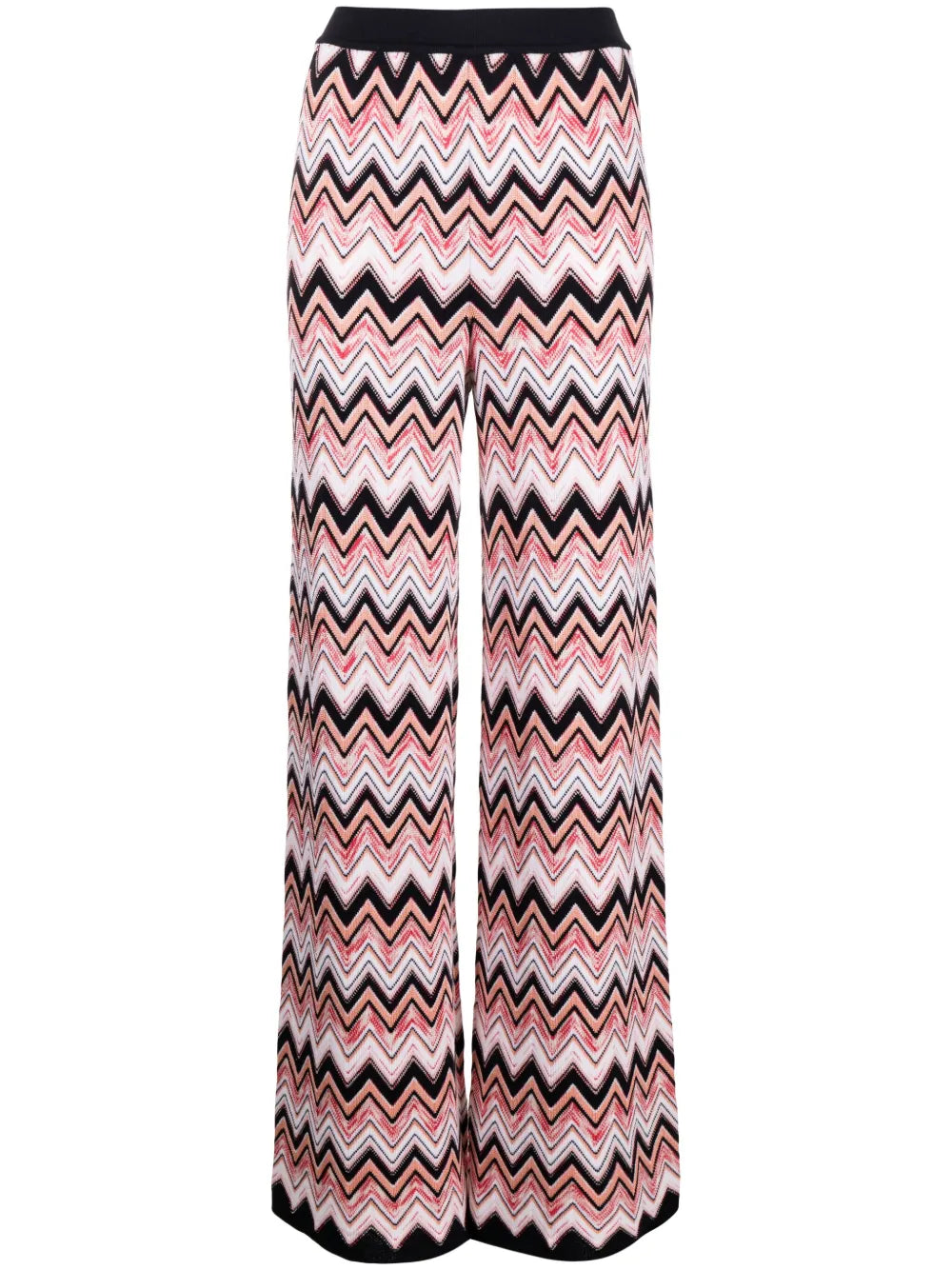Chevron-Knit Straight Leg Trousers
