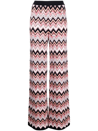 Chevron-Knit Straight Leg Trousers