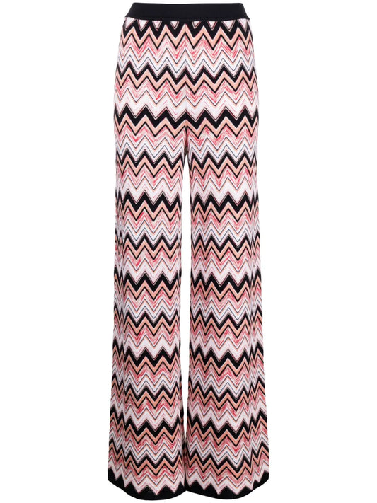 Chevron-Knit Straight Leg Trousers