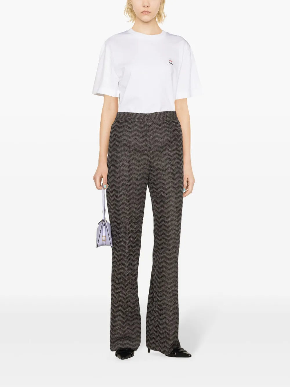 Zigzag-Woven Straight-Leg Trousers