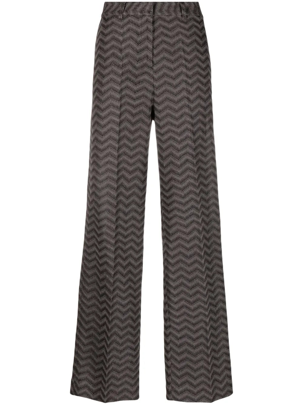 Zigzag-Woven Straight-Leg Trousers
