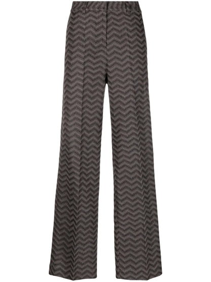 Zigzag-Woven Straight-Leg Trousers