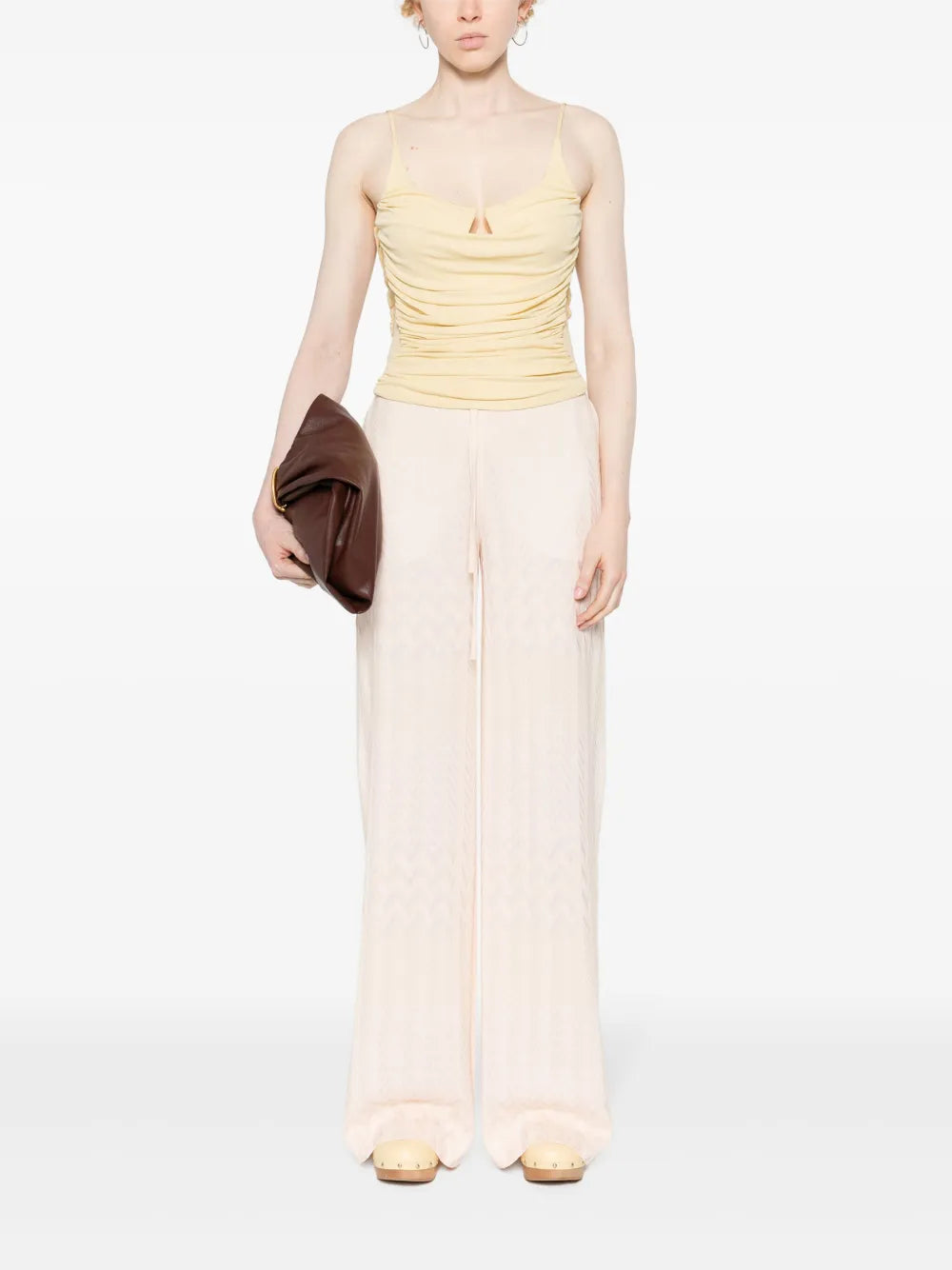 Chevron-Knit Wide-Leg Trousers