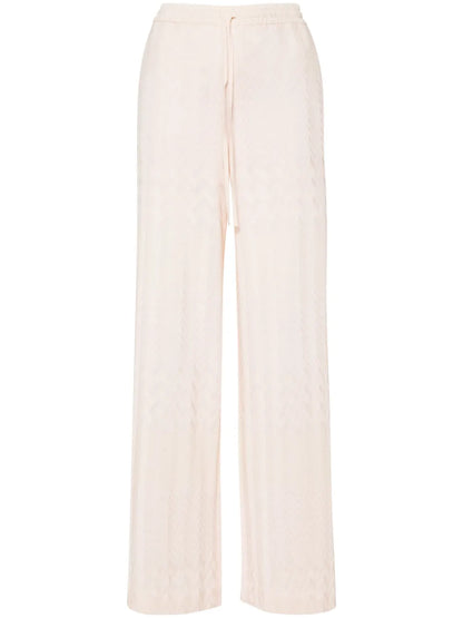 Chevron-Knit Wide-Leg Trousers