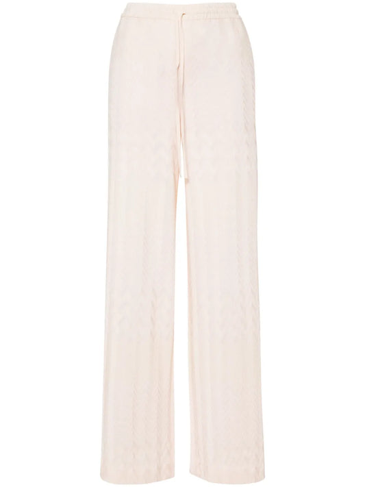 Chevron-Knit Wide-Leg Trousers