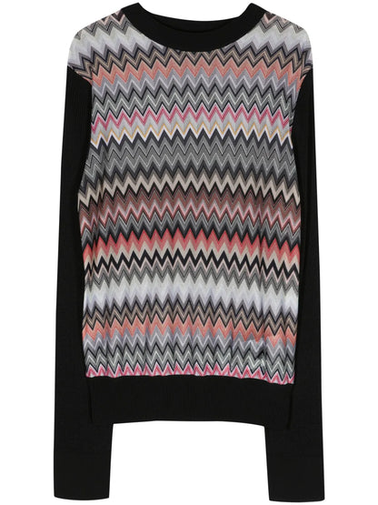 Zigzag Ribbed-Knit Top