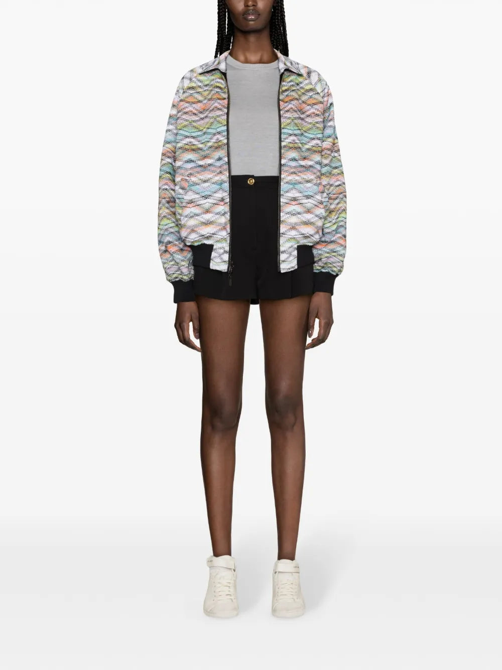 Zigzag-Woven Reversible Bomber Jacket