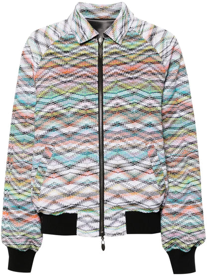 Zigzag-Woven Reversible Bomber Jacket