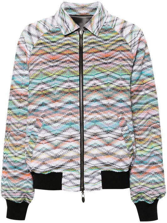 Zigzag-Woven Reversible Bomber Jacket