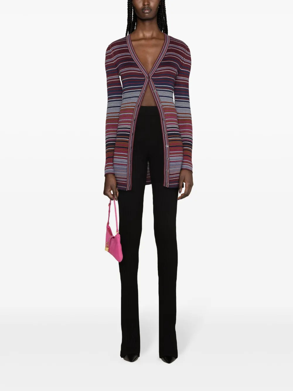 V-Neck Striped Cardigan