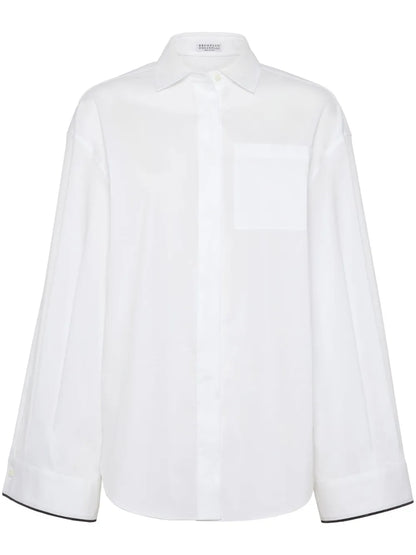 Contrast-Border Poplin Shirt