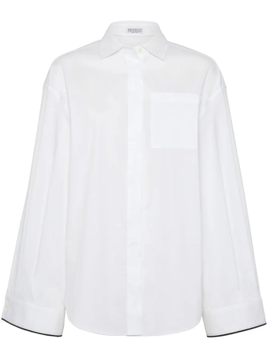 Contrast-Border Poplin Shirt