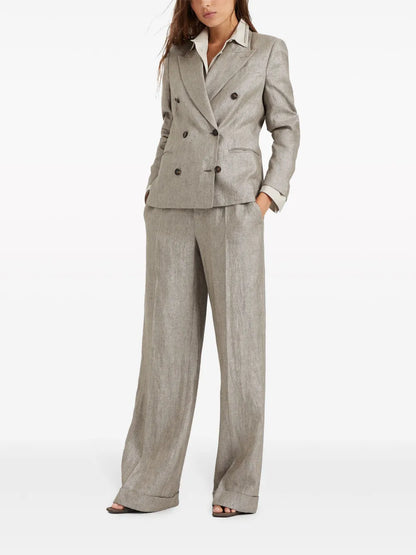 Monili-Detail Mélange-Effect Blazer