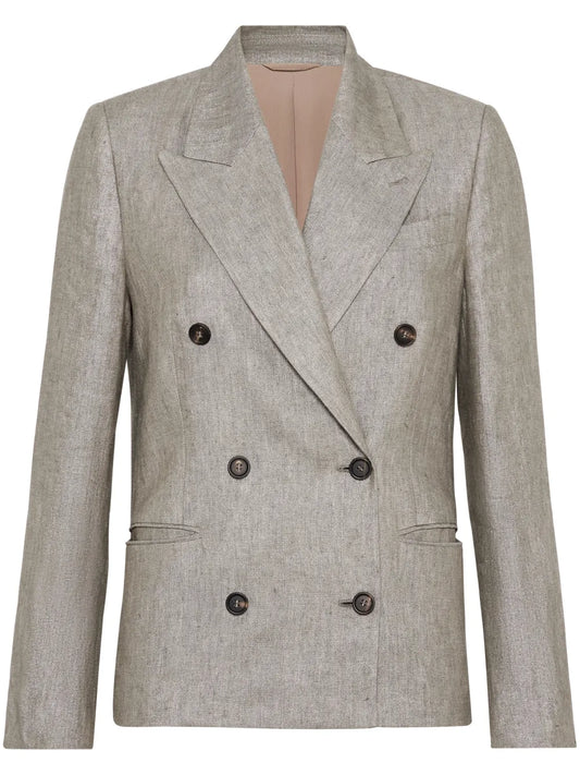 Monili-Detail Mélange-Effect Blazer