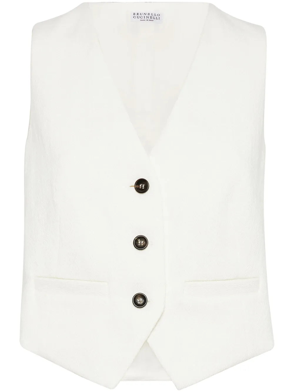Herringbone-Pattern Button-Down Gilet