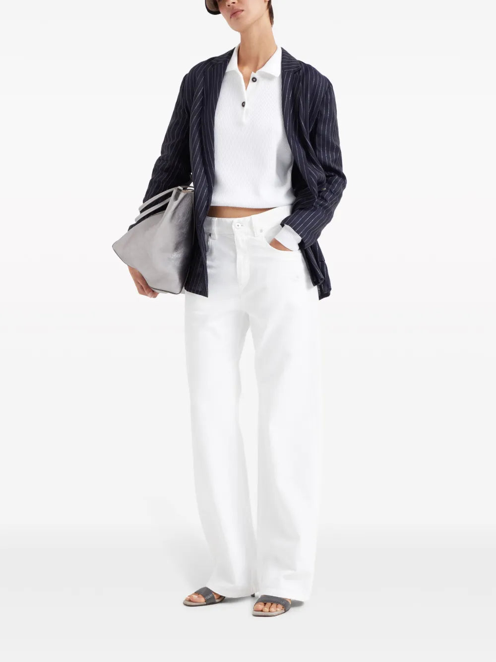 Ribbed-Knit Polo-Collar Jumper