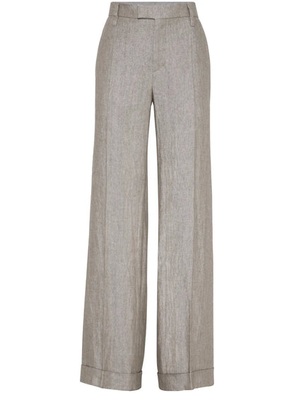 Pressed-Crease Wide-Leg Trousers