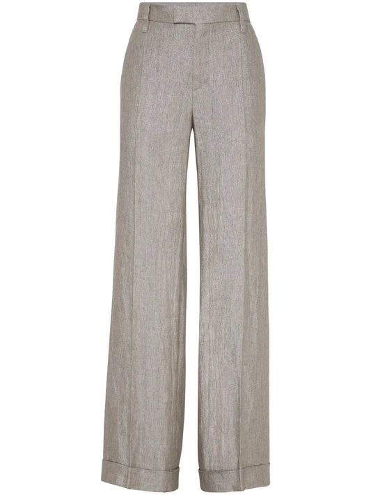 Pressed-Crease Wide-Leg Trousers