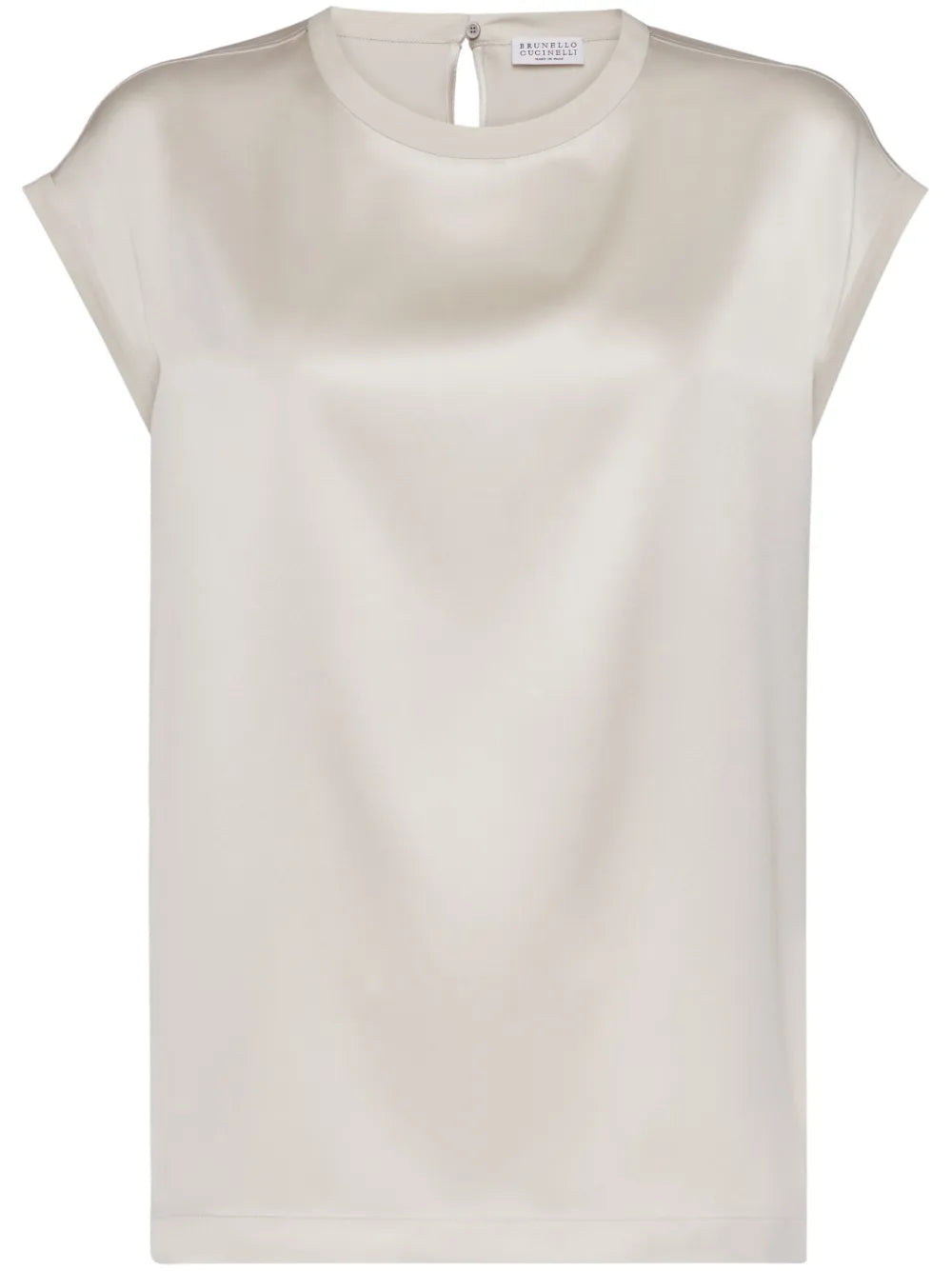 Cap-Sleeve Satin-Finish Blouse
