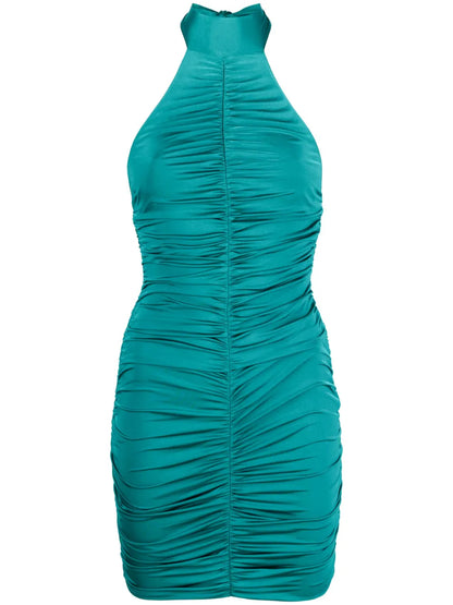 Ruched Halterneck Mini Dress