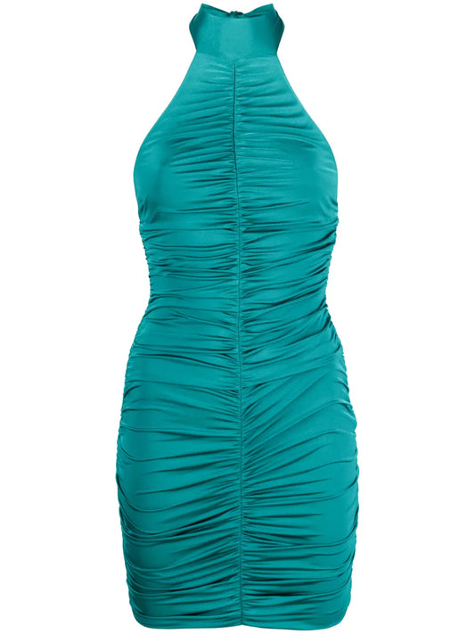 Ruched Halterneck Mini Dress