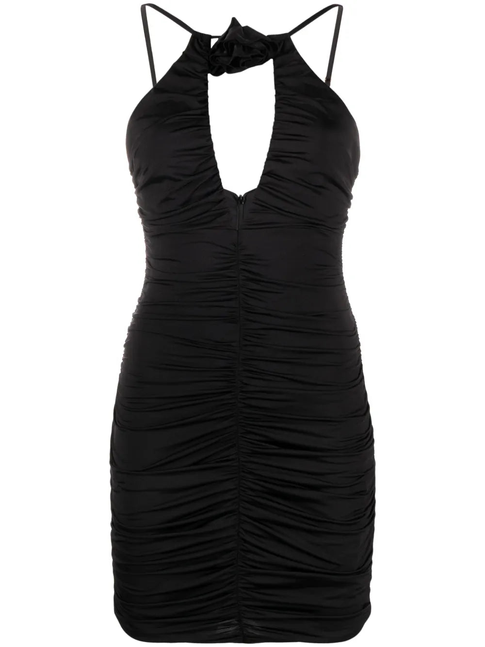 Floral-Appliqué Ruched Minidress