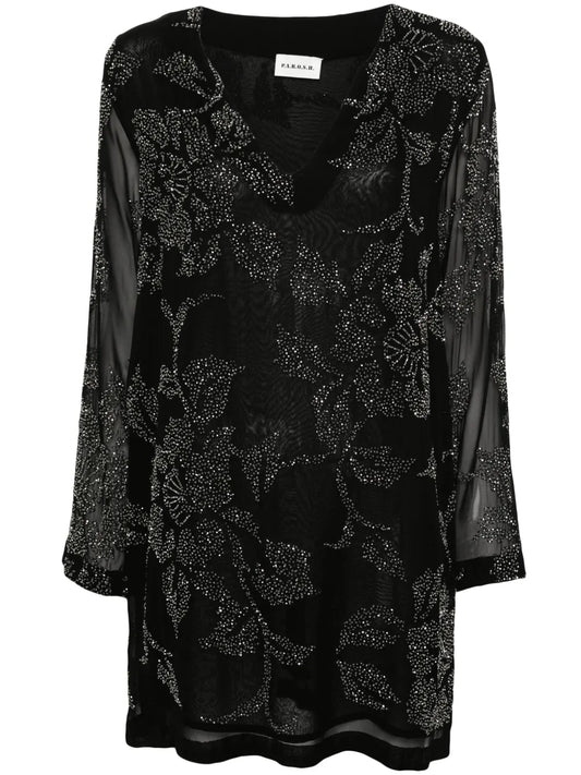 Bead-Embroidered Midi Dress