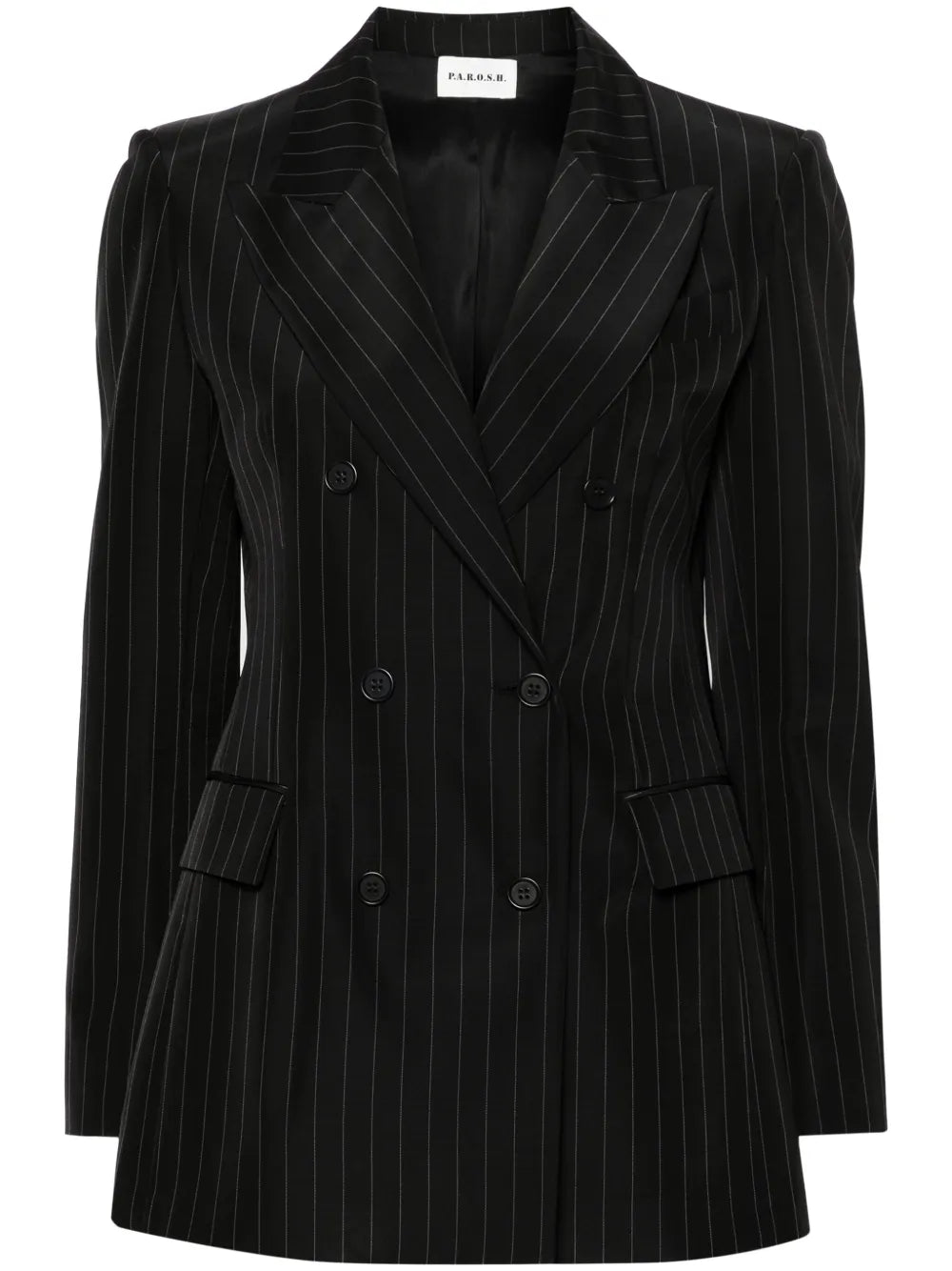 Double-Breasted Pinstripe-Pattern Blazer