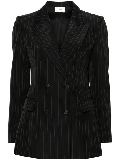 Double-Breasted Pinstripe-Pattern Blazer