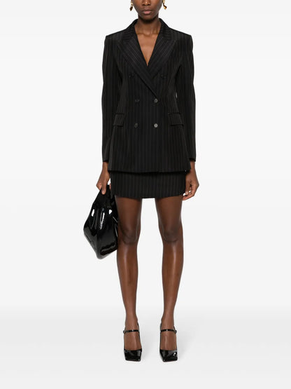 Double-Breasted Pinstripe-Pattern Blazer