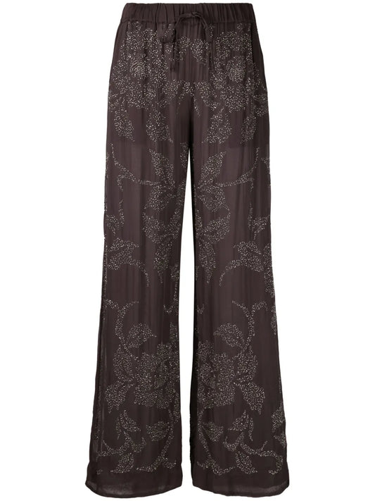 Rilda Beaded Wide-Leg Trousers