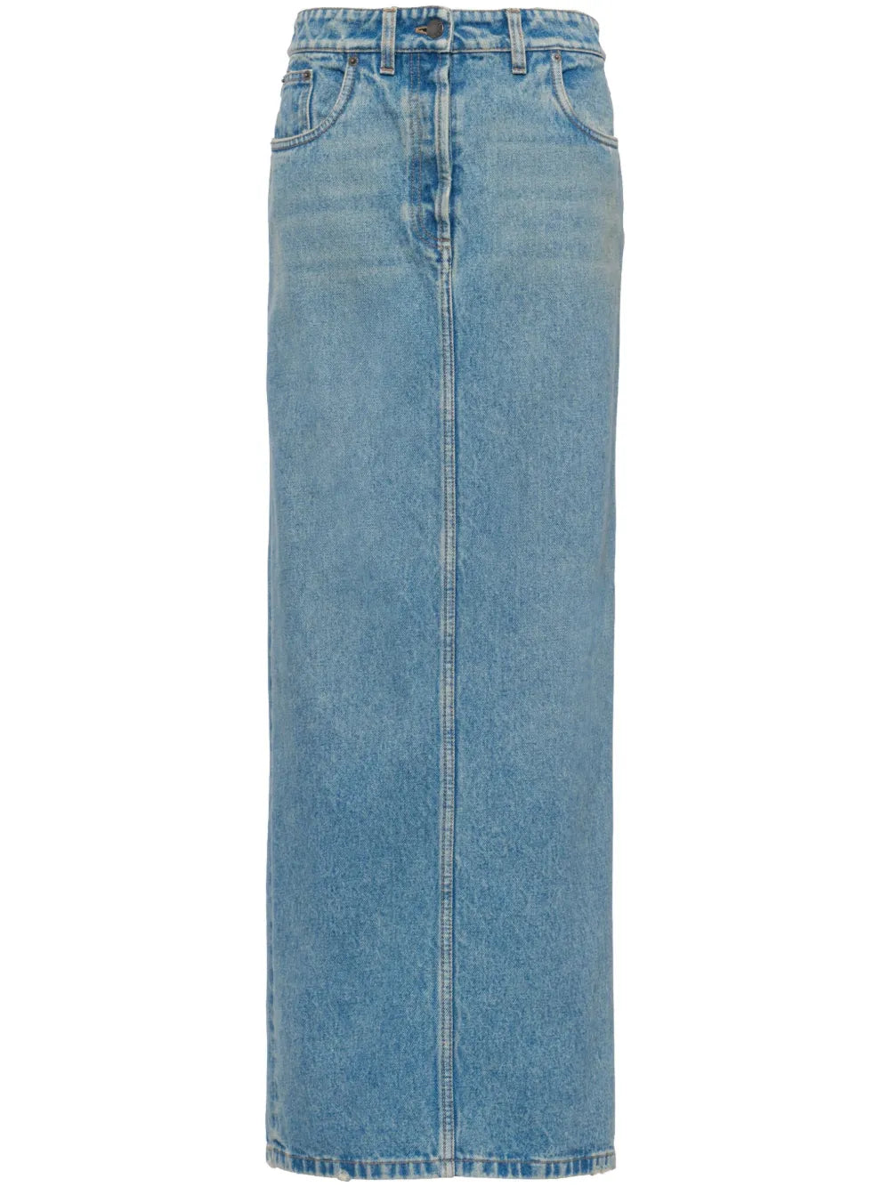 Triangle-Logo Denim Maxi Skirt
