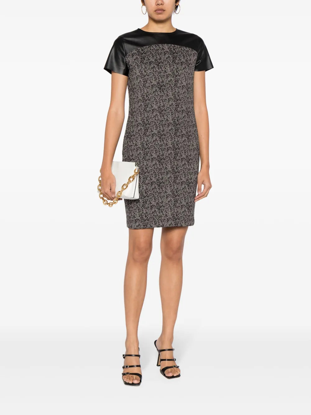 Panelled Faux-Leather Minidress