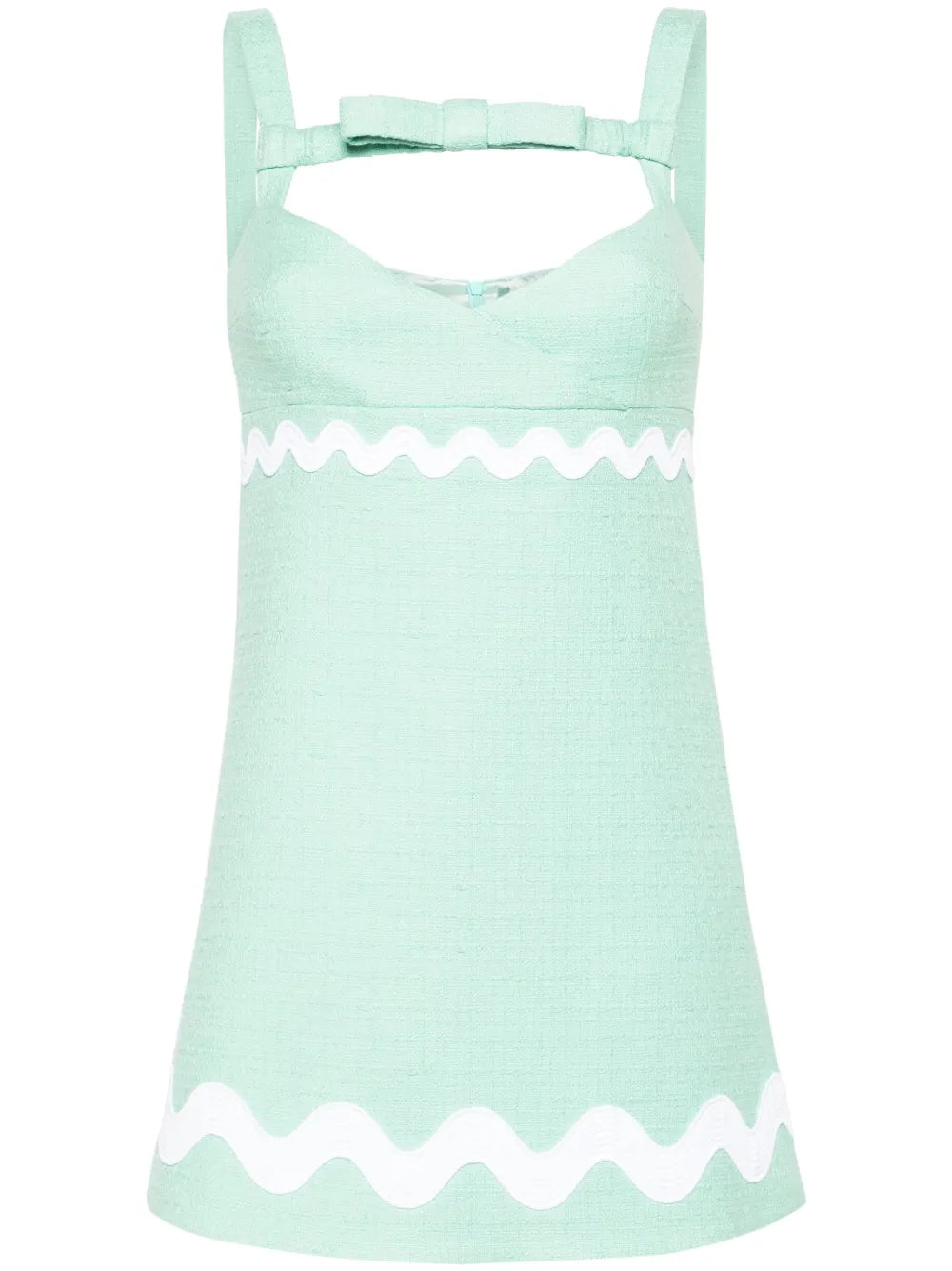 Bow-Neckline Tweed Mini Dress