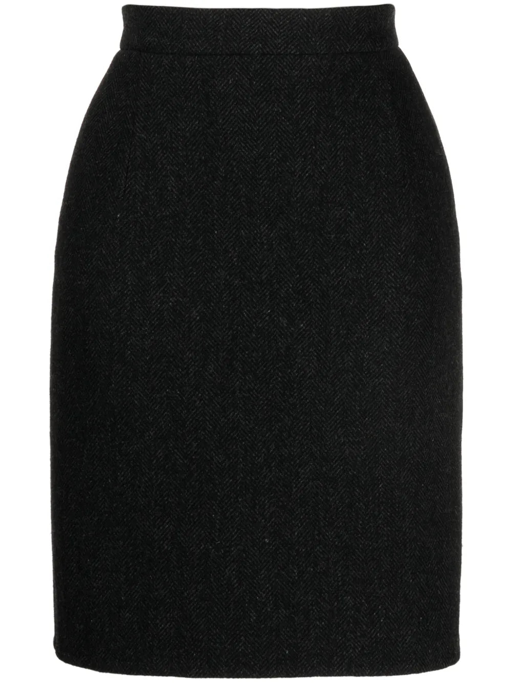 High-Waist Herringbone Skirt