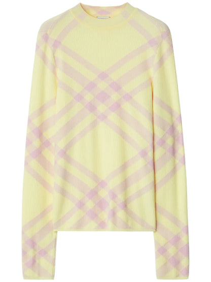 Check-Pattern Ribbed Jumper