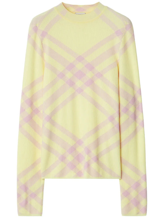 Check-Pattern Ribbed Jumper