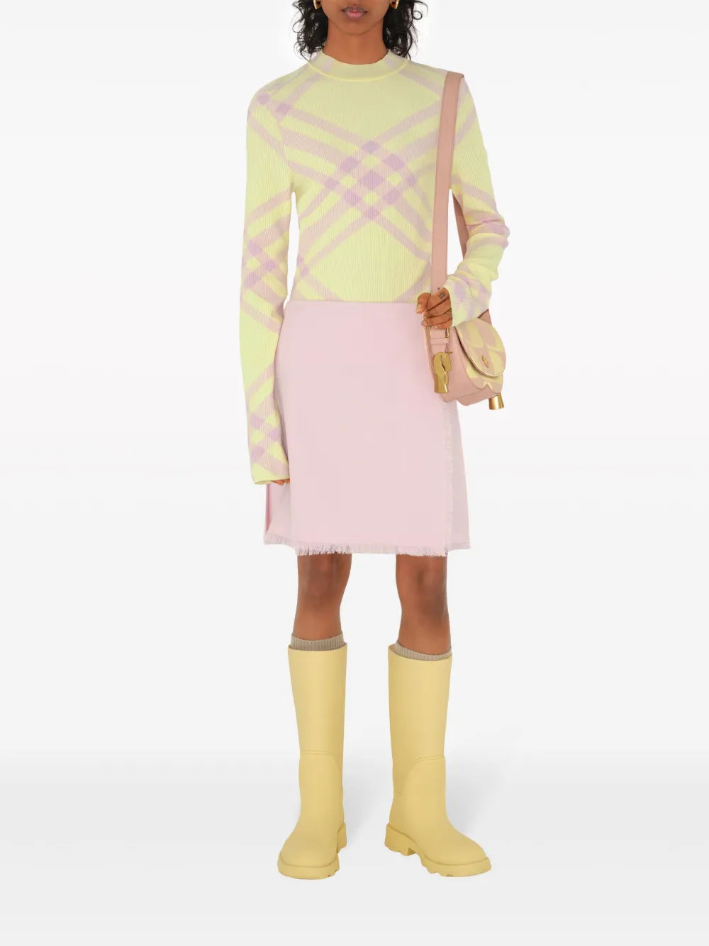Check-Pattern Ribbed Jumper