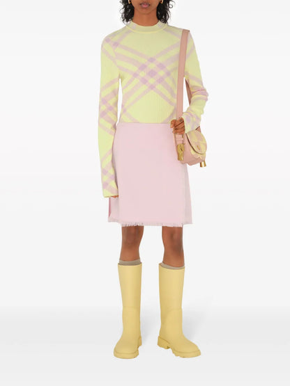 Check-Pattern Ribbed Jumper