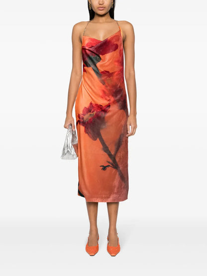 Abstract-Pattern Print Sleeveless Dress