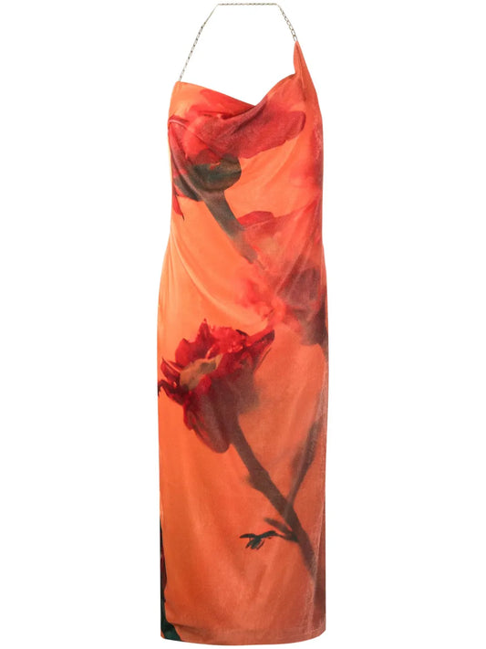Abstract-Pattern Print Sleeveless Dress