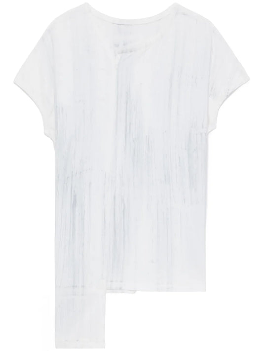 Asymmetric-Hem Cotton T-Shirt