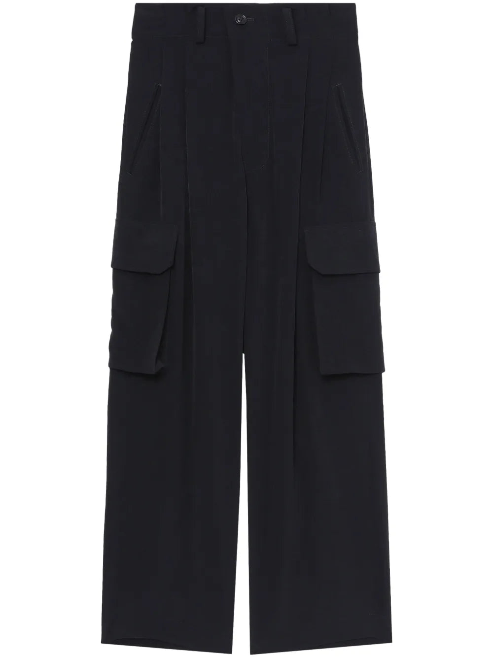 Pleated High-Waisted Cargo Trousers