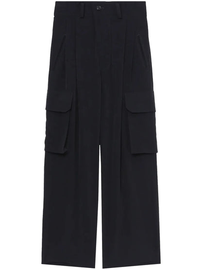 Pleated High-Waisted Cargo Trousers