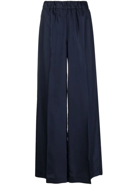 Wide-Leg Silk Trousers